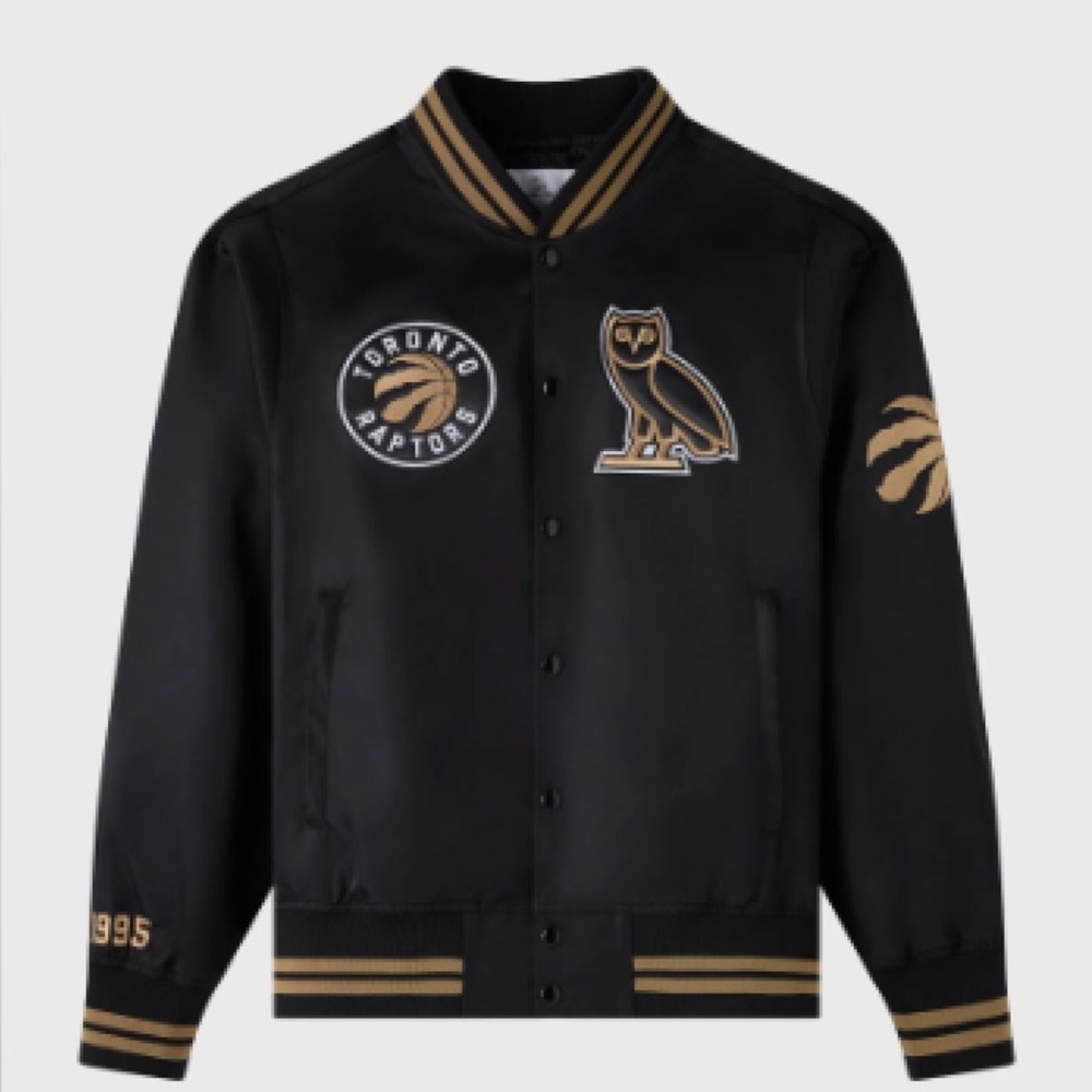 OvO x Toronto Raptors satin men’s NBA collab varsity jacket XXL